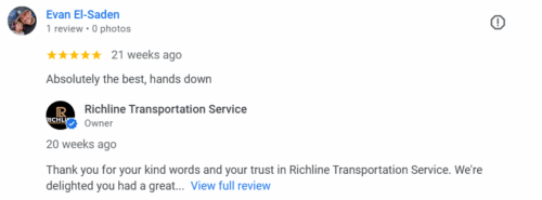 reviews of Richline black car service